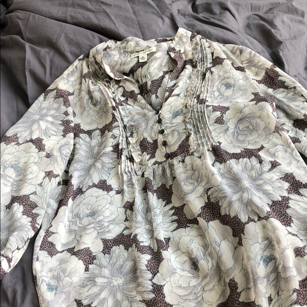 Sheer, half bottom floral top